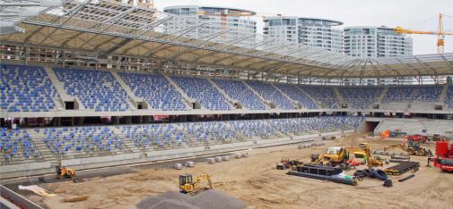 The new national stadium in Slovakia consists entirely of precast concrete elements manufactured with high-performance superplasticisers and release agents from MC.
